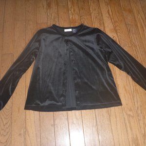 Woman's Cardigan Style Knit Top w/ Plush Velvet Finish